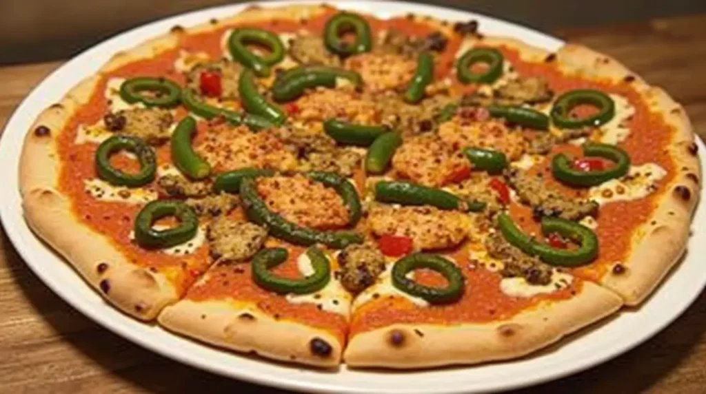 Pizza with Peppers and Spicy Chicken 1