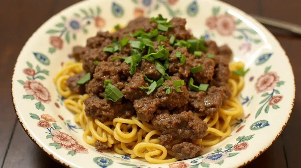 Mongolian Ground Beef Noodles