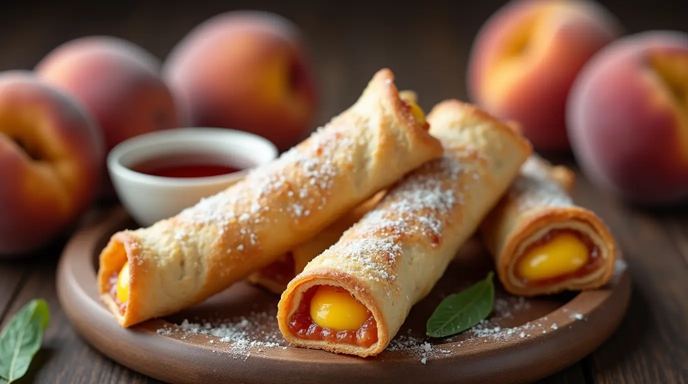 Peach Cobbler Egg Rolls