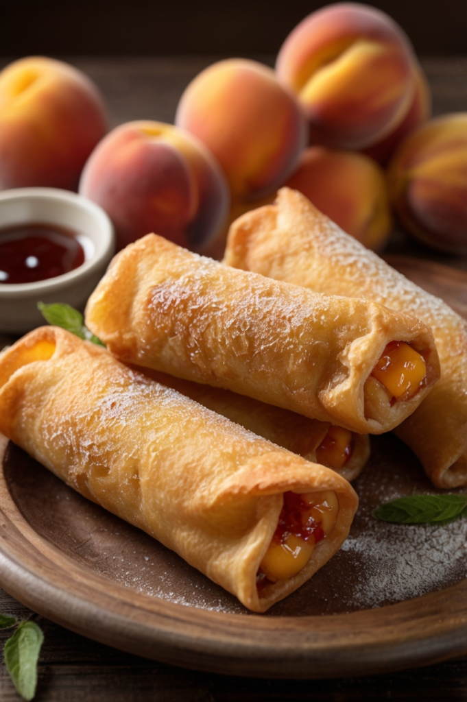 Peach Cobbler Egg Rolls