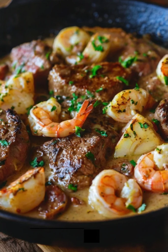 Steak and Seafood Skillet