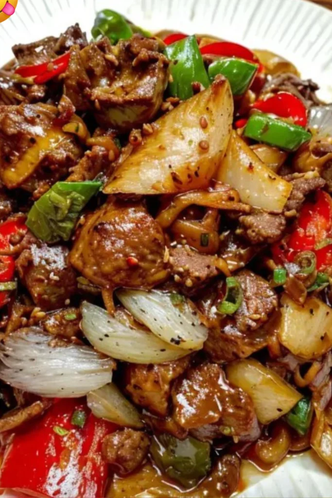 Steak with Bell Peppers and Onion