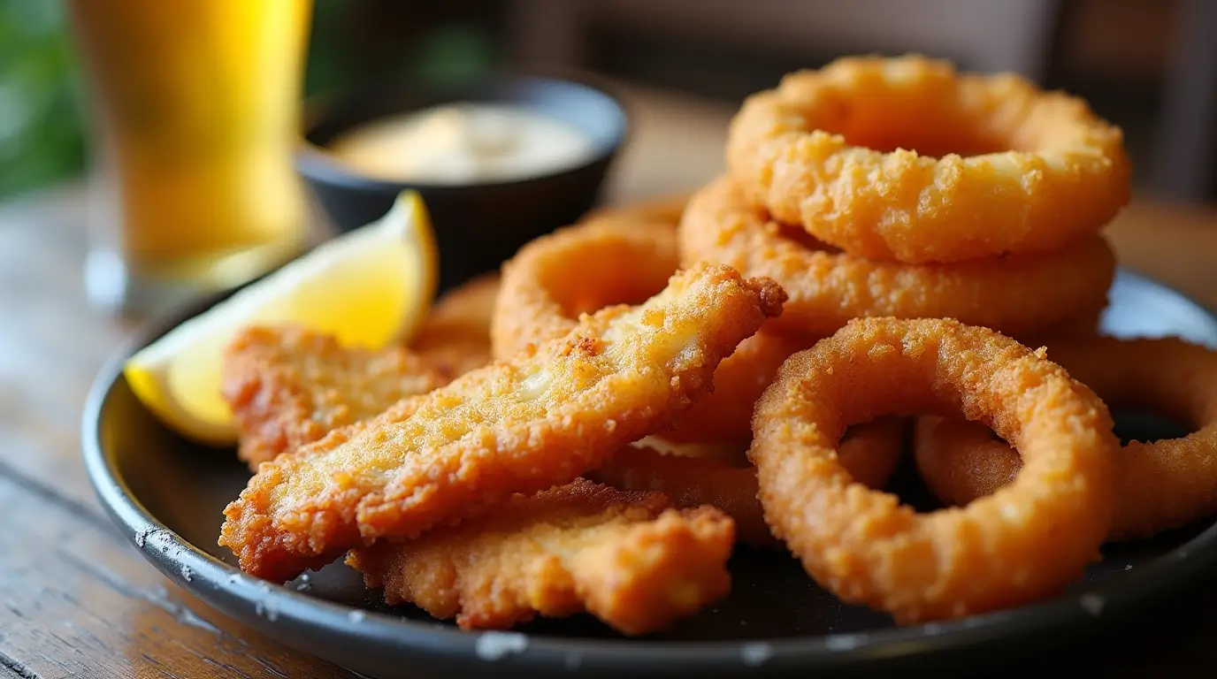 Cod and Onion Rings Platter